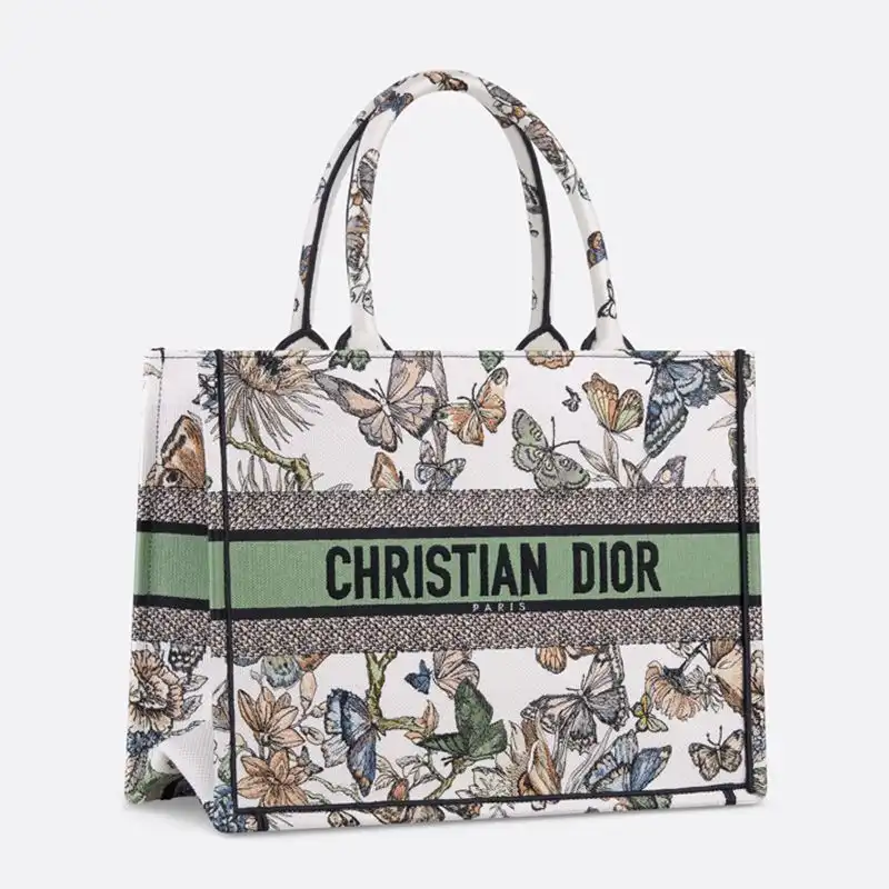 Cheap Dior Book Tote Toile de Jouy Mexico Motif Canvas White Green 0127 Hot Sale