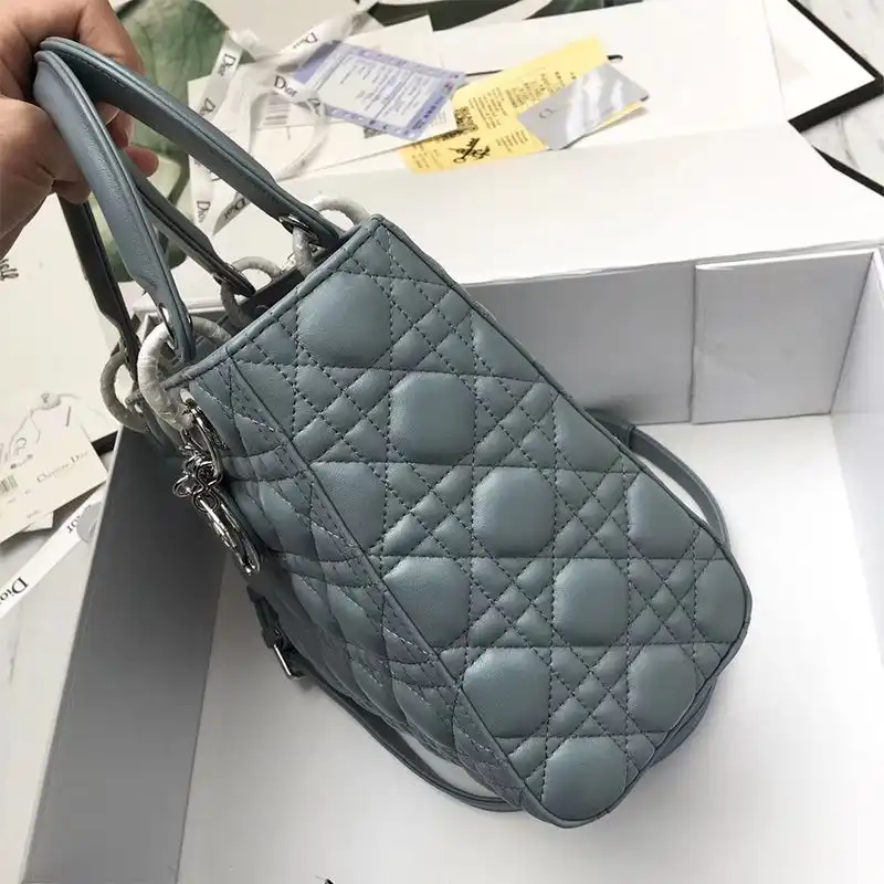 Cheap Medium Lady Dior Bag Cannage Lambskin Sky Blue Silver 0125 Hot Sale