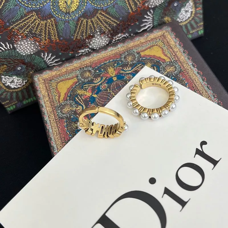 Cheap Dior Open Chain J'ADIOR Ring Set Metal and Resin Pearls Gold 0118 Hot Sale