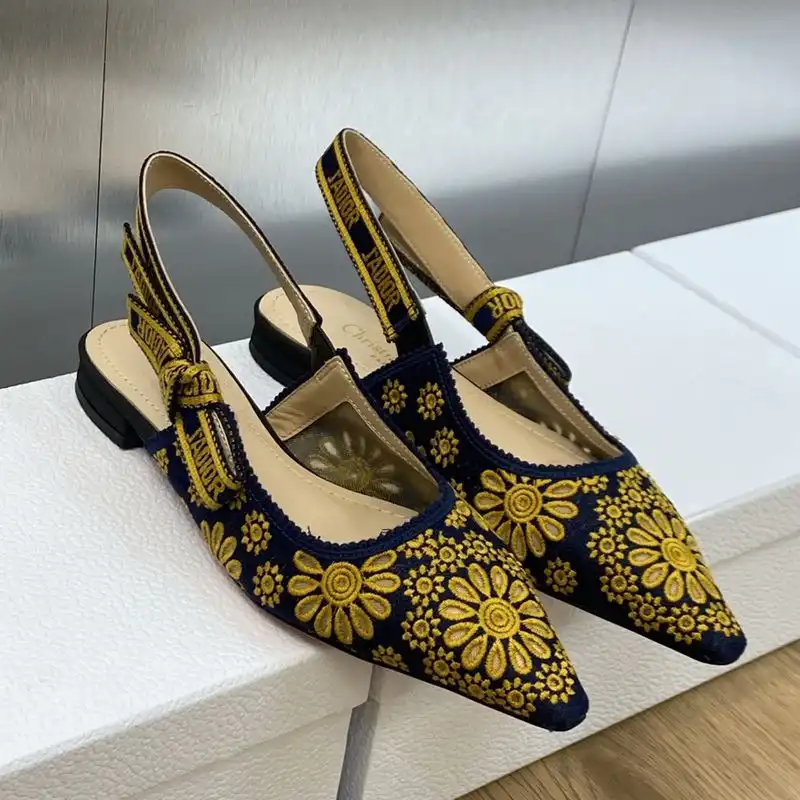 Cheap J'Adior Slingback Pumps Women Saint-Gall Floral Motif Mesh Blue Gold 0122 Hot Sale