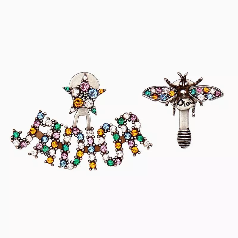 Cheap J'Adior Earrings Antique Metal with Multicolor Crystals Silver 0118 Hot Sale