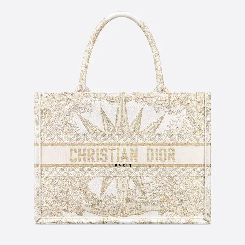 Dior Book Tote Reve d'Infini Motif Canvas White 0126 Hot Sale