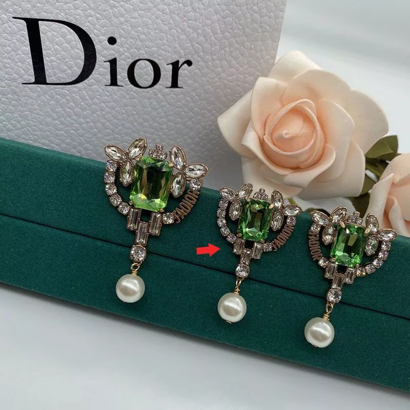 Cheap J'Adior Earrings Antique Metal, Silver and Green Crystals with White Resin Pearls Gold 0118 Hot Sale