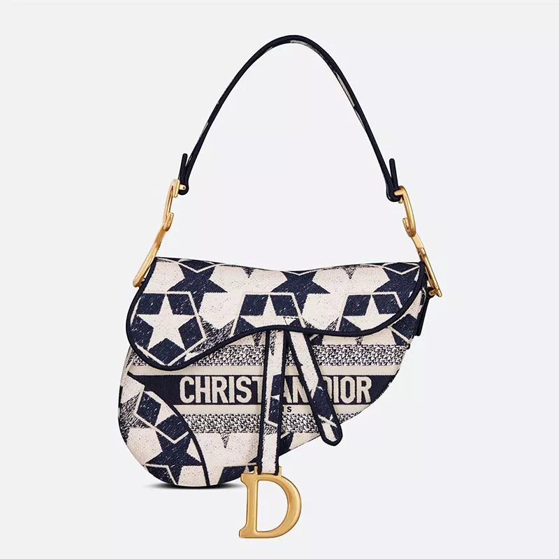 Cheap Christian Dior Saddle Bag Etoile Motif Canvas Blue White 0117 Hot Sale