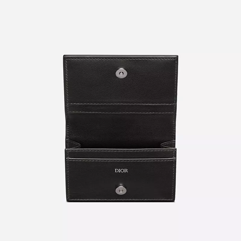 Cheap Dior Business Card Holder CD Diamond Motif Canvas Black 0114 Hot Sale