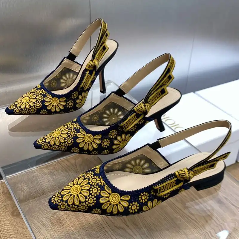 Cheap J'Adior Slingback Pumps Women Saint-Gall Floral Motif Mesh Blue Gold 0122 Hot Sale