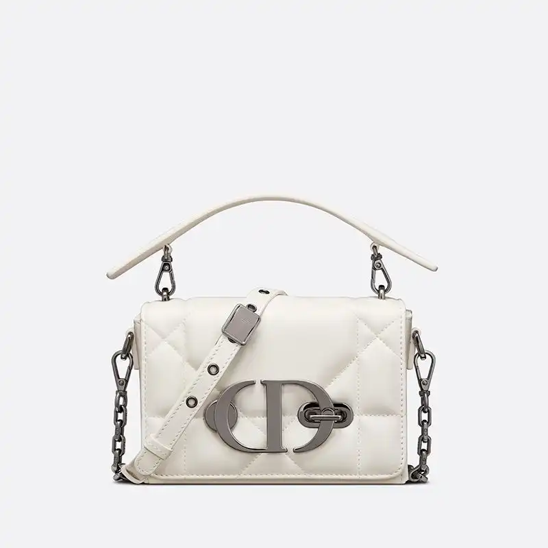 Dior 30 Montaigne Box Bag with Handle Maxicannage Lambskin White 0126 Hot Sale