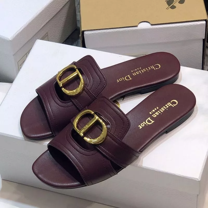 Cheap Dior 30 Montaigne Slides Women Calfskin Burgundy 0115 Hot Sale