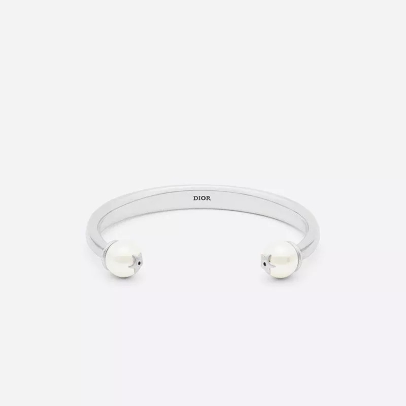 Cheap Dior Tribales Bangle Metal and Pearls Silver 0113 Hot Sale