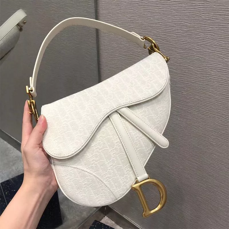 Dior Saddle Bag Oblique Motif Canvas White 0112 Hot Sale