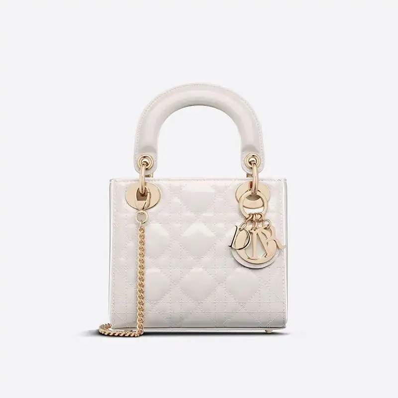 Cheap Mini Lady Dior Bag Patent Cannage Calfskin White 0127 Hot Sale