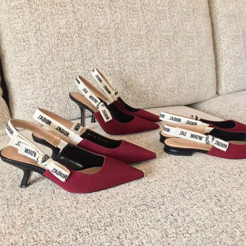 Cheap J'Adior Slingback Pumps Women Technical Fabric Burgundy 0119 Hot Sale