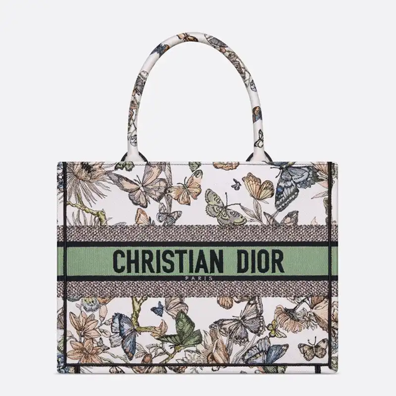 Dior Book Tote Toile de Jouy Mexico Motif Canvas White Green 0127 Hot Sale