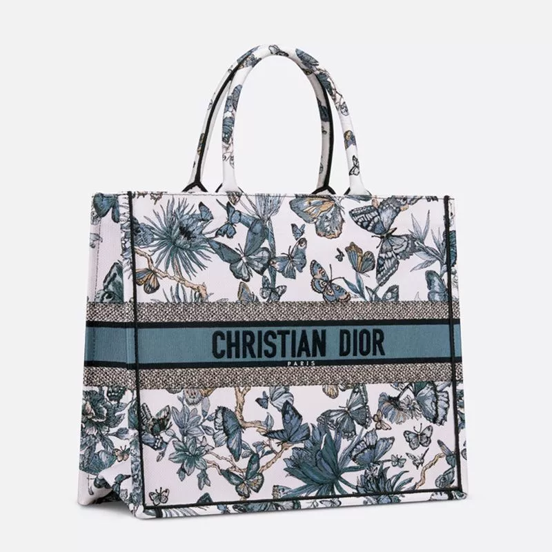 Cheap Dior Book Tote Toile de Jouy Mexico Motif Canvas White Blue 0112 Hot Sale