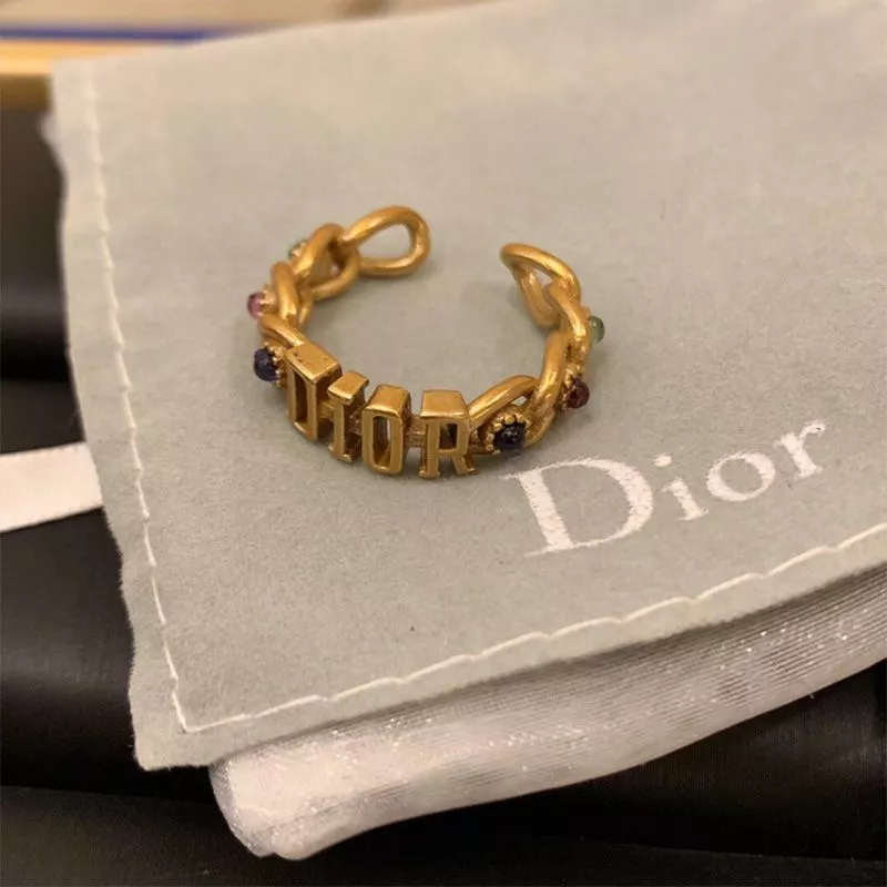 Cheap Dior Open Chain Ring with Multicolor Crystals Gold 0118 Hot Sale