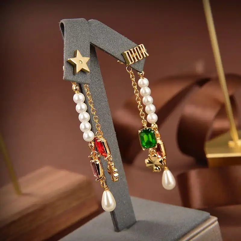 Dior Tribales Earrings Metal, White Resin Pearls And Glass Crystals Gold 0130 Hot Sale