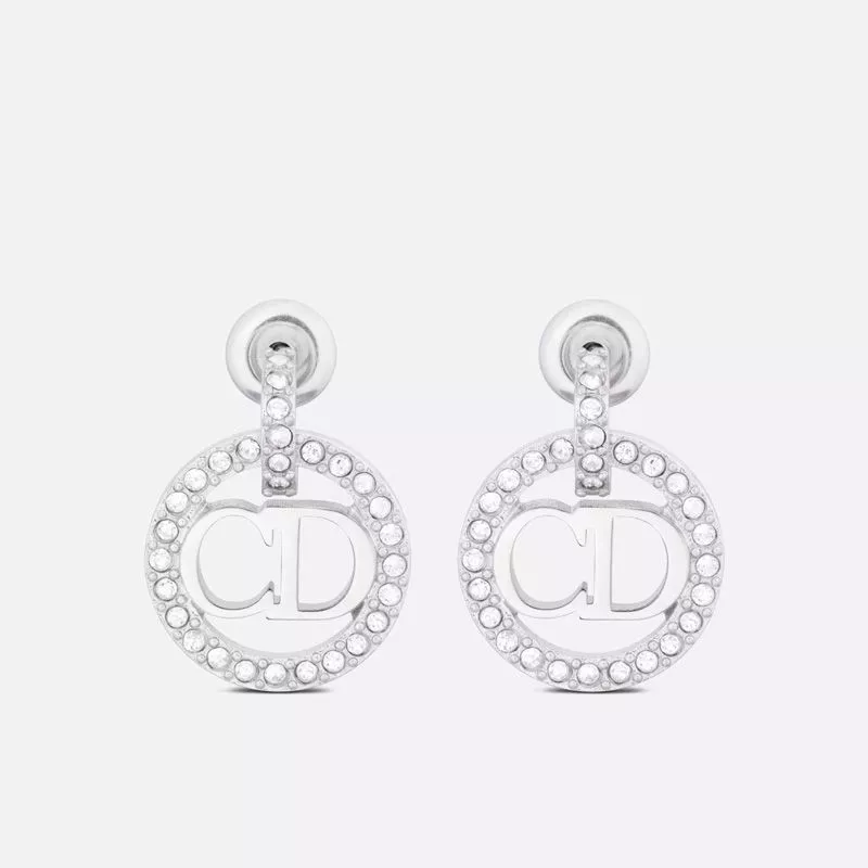 Dior Clair D Lune Earrings Metal and Crystals Silver 0113 Hot Sale