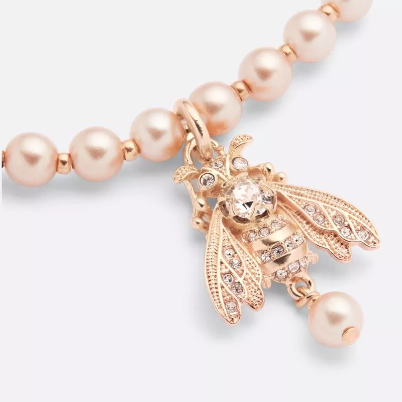 Cheap Dior D-Bee Necklace Metal with Pearls and Crystals Pink 0118 Hot Sale