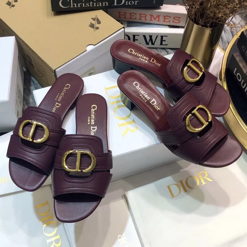 Dior 30 Montaigne Slides Women Calfskin Burgundy 0115 Hot Sale