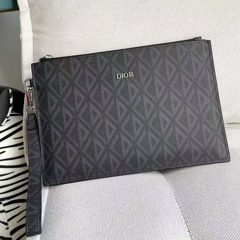 Dior Pouch CD Diamond Canvas Black 0114 Hot Sale