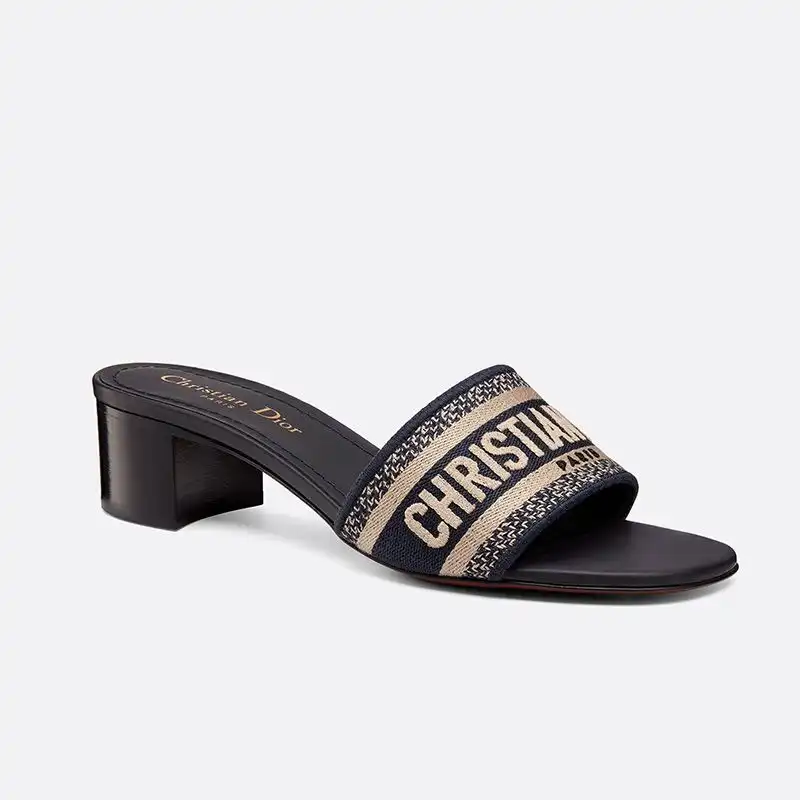 Cheap Christian Dior Dway Slides Women Canvas Black 0122 Hot Sale