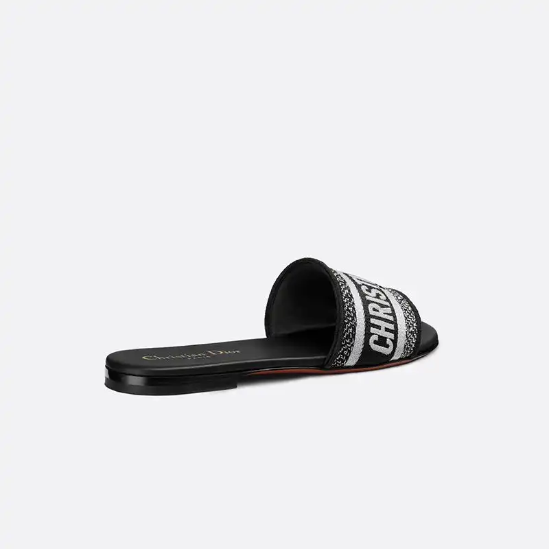 Cheap Christian Dior Dway Slides Women Canvas Black 0122 Hot Sale