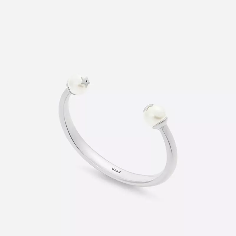 Dior Tribales Bangle Metal and Pearls Silver 0118 Hot Sale