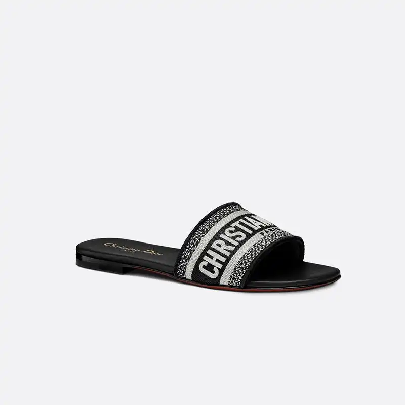 Cheap Christian Dior Dway Slides Women Canvas Black 0122 Hot Sale