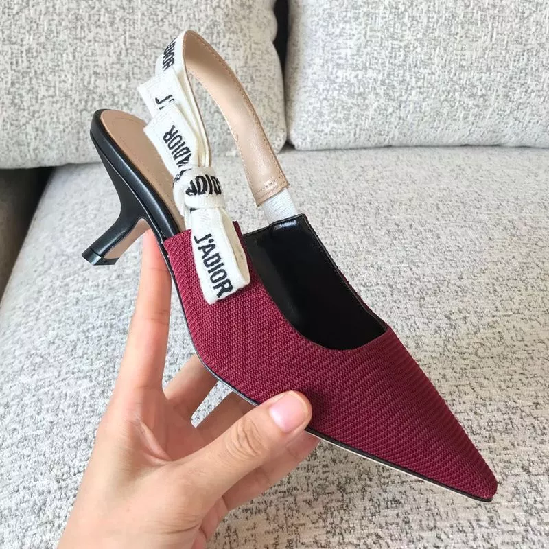 Cheap J'Adior Slingback Pumps Women Technical Fabric Burgundy 0119 Hot Sale