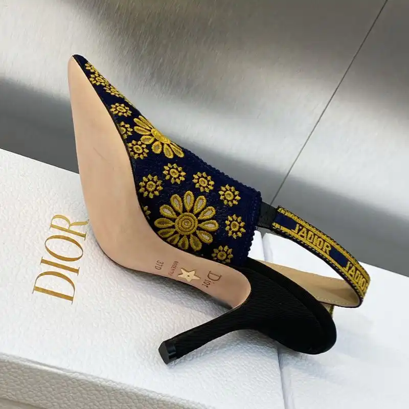 Cheap J'Adior Slingback Pumps Women Saint-Gall Floral Motif Mesh Blue Gold 0122 Hot Sale