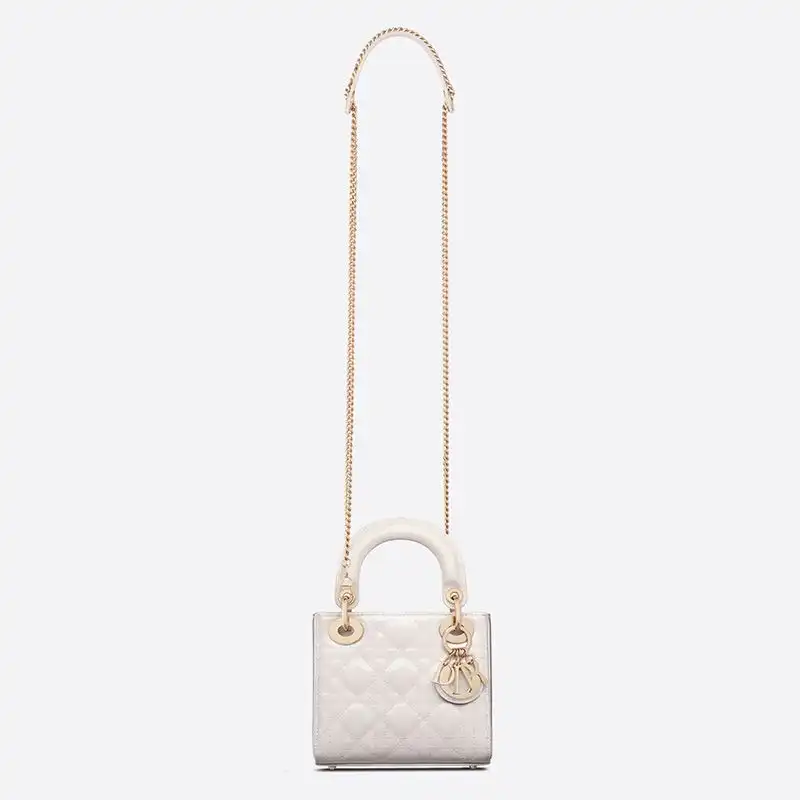 Cheap Mini Lady Dior Bag Patent Cannage Calfskin White 0127 Hot Sale