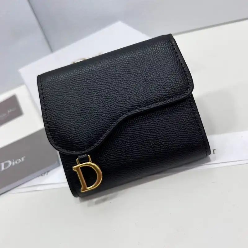 Cheap Dior Saddle Three-Fold Card Holder Grained Calfskin Black 0131 Hot Sale