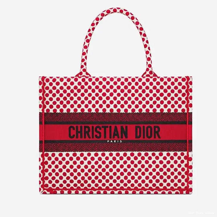 Cheap Red Dots Dior Motif Tote Canvas Book 0210 Hot Sale