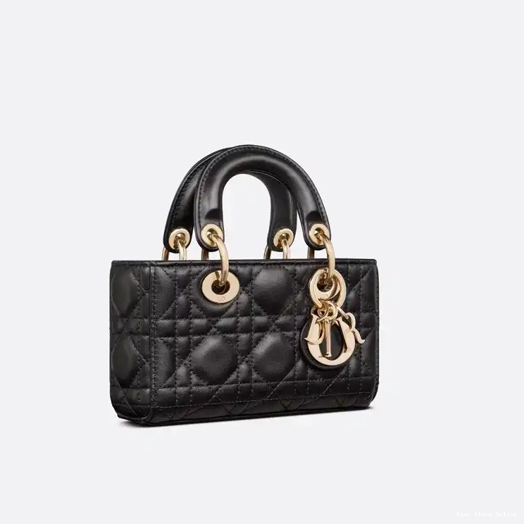 Cheap Lambskin Cannage Micro Lady Black Bag D-Joy 0210 Hot Sale