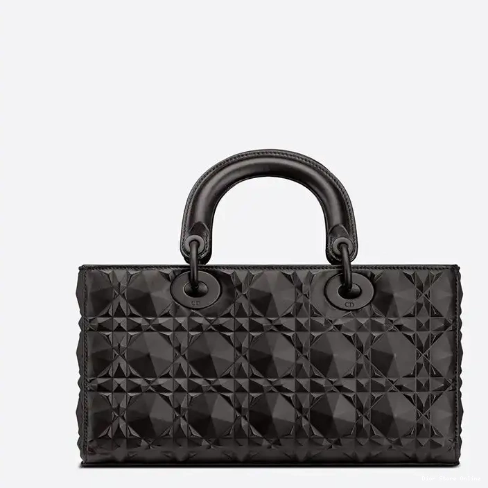 Cheap Medium Black D-Joy Ultramatte Calfskin Lady Bag Cannage with Diamond Motif 0224 Hot Sale