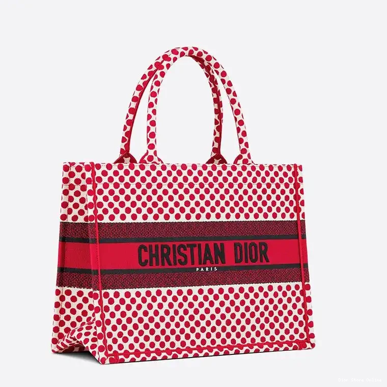 Cheap Red Dots Dior Motif Tote Canvas Book 0210 Hot Sale