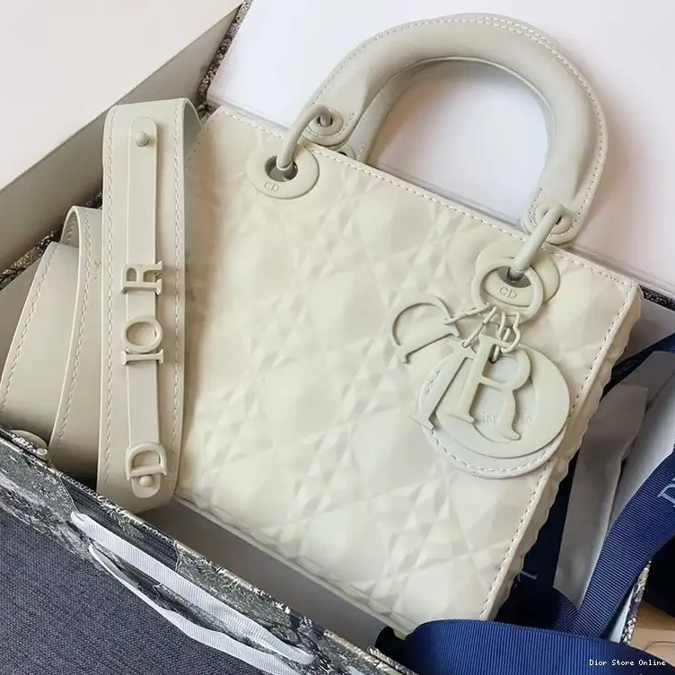 Small Cannage White Dior Ultramatte Calfskin Frosted Lady Bag 0226 Hot Sale