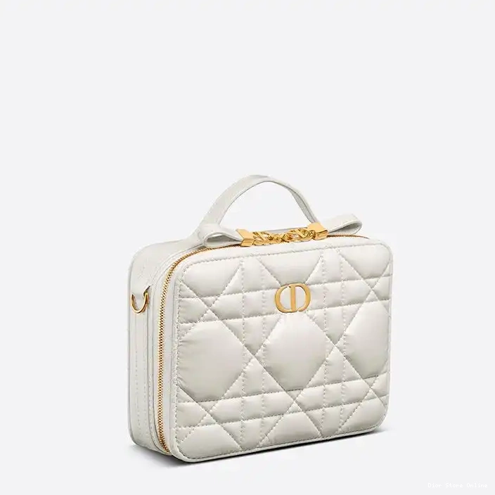 Cheap Box Dior Bag with Caro Chain Calfskin White Cannage 0214 Hot Sale