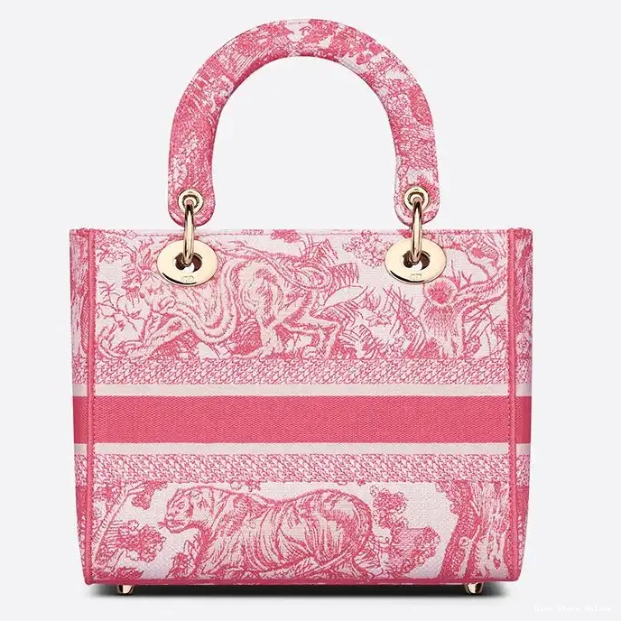 Cheap Canvas Motif Bag Toile Rose de Lady D-lite Jouy Medium 0222 Hot Sale