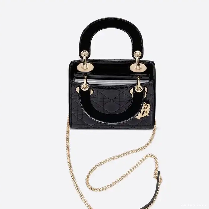 Cheap Dior Mini Patent Cannage Bag Lady Black Calfskin 0217 Hot Sale