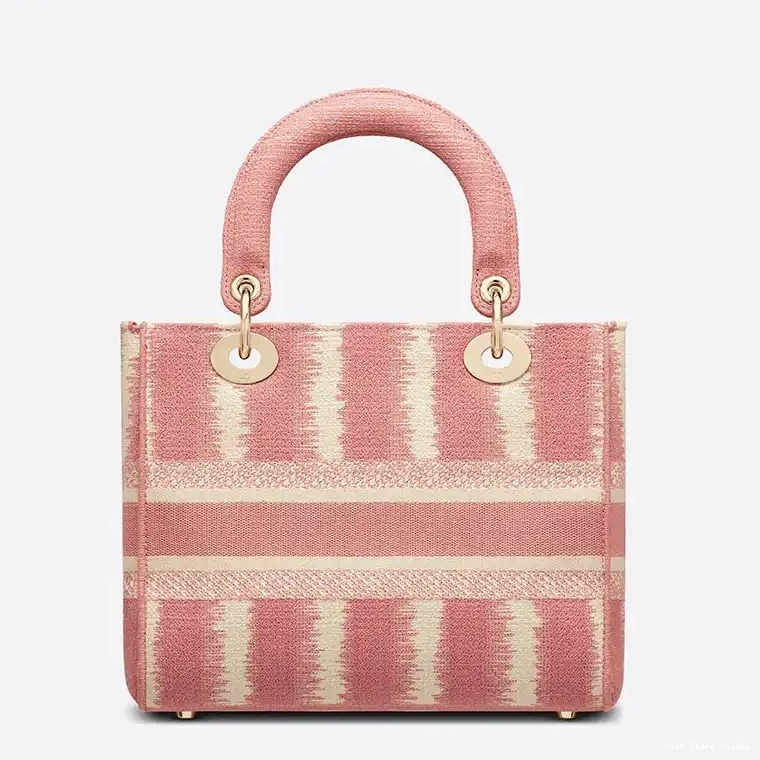 Cheap Canvas Lady Pink D-Stripes Medium Bag Motif D-lite 0213 Hot Sale