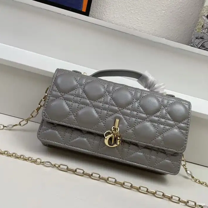 Mini Cannage Lambskin Dior Grey Bag Top Handle Miss 0226 Hot Sale