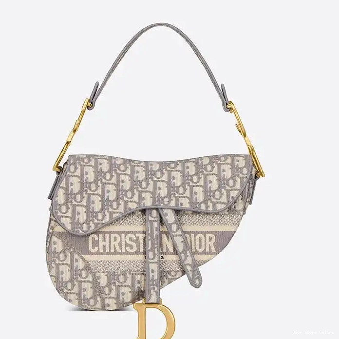 Grey Saddle Canvas Dior Oblique Christian Motif Bag 0226 Hot Sale