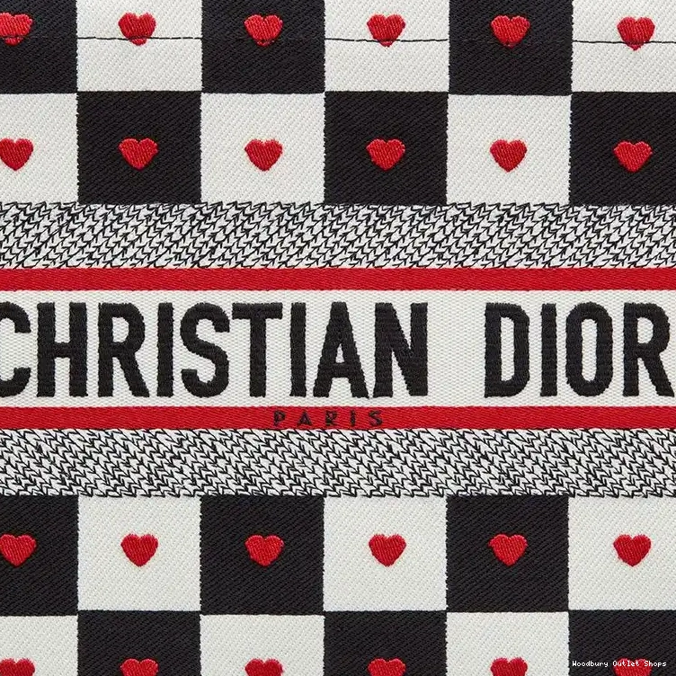 Cheap White D-Chess Black Dior Heart Canvas Book Tote Motif Dioramour 0209 Hot Sale