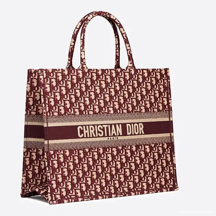 Cheap Oblique Dior Motif Tote Burgundy Book Canvas 0209 Hot Sale