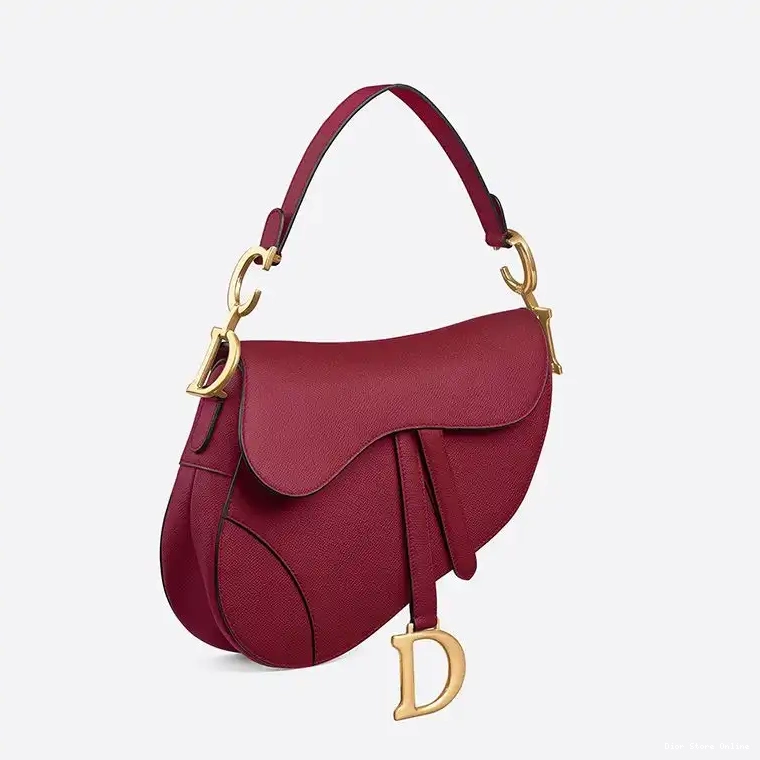 Cheap Grained Calfskin Saddle Red Dior Bag 0215 Hot Sale