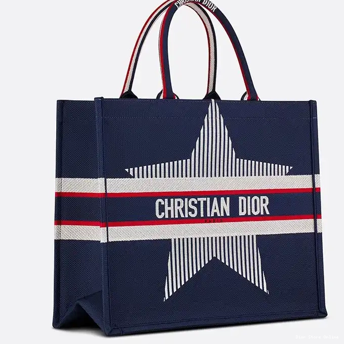 Cheap Motif Blue Tote Canvas DiorAlps Dior Book 0223 Hot Sale