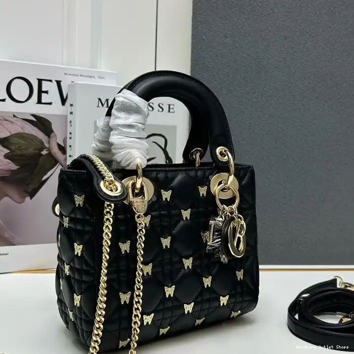 Butterfly Lady Bag with Lambskin Dior Black Cannage Mini Studs 0226 Hot Sale