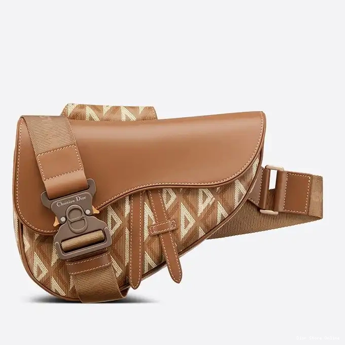 Cheap Crossbody CD Brown Diamond Canvas Motif Saddle Dior 0222 Hot Sale