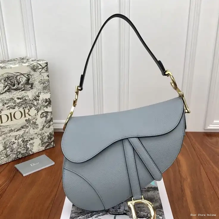 Cheap Grained Blue Sky Saddle Bag Dior Calfskin 0218 Hot Sale